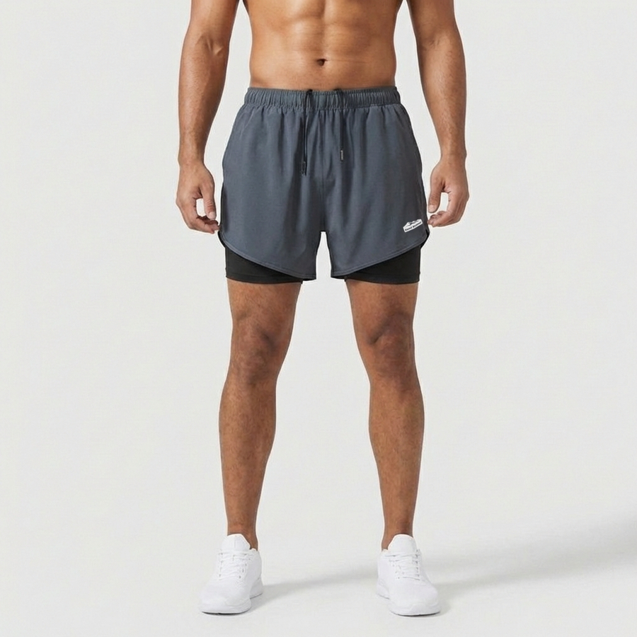 Men’s 2-in-1 Training Shorts with Inner Liner – Dark Grey