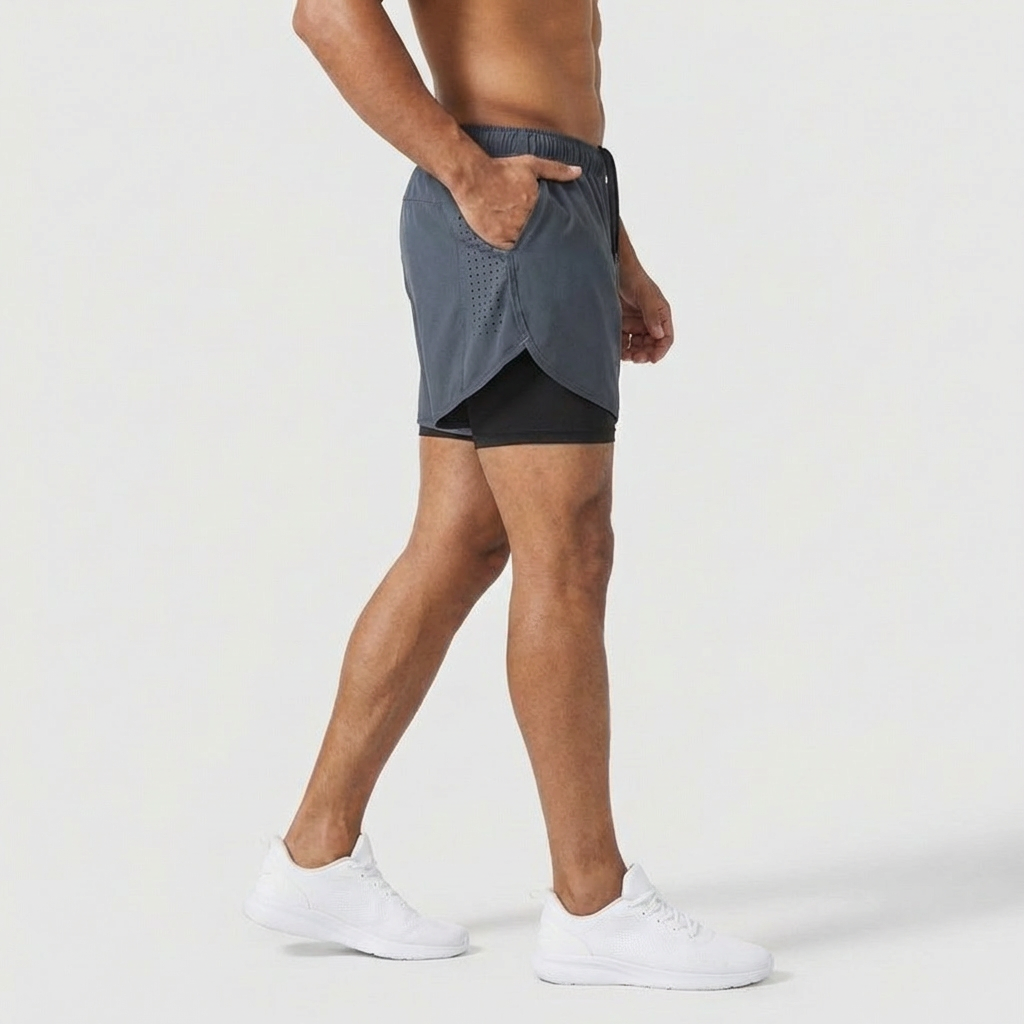 Men’s 2-in-1 Training Shorts with Inner Liner – Dark Grey