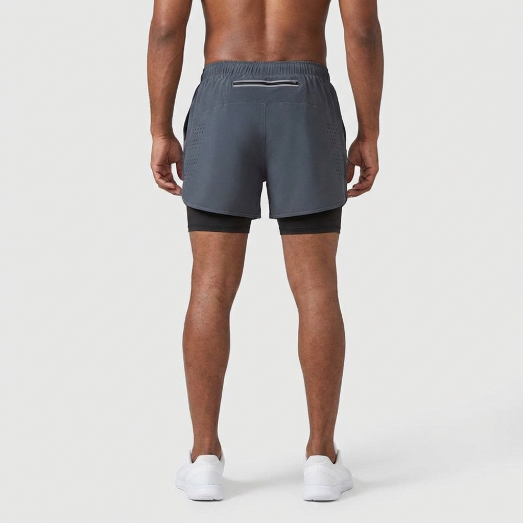 Men’s 2-in-1 Training Shorts with Inner Liner – Dark Grey