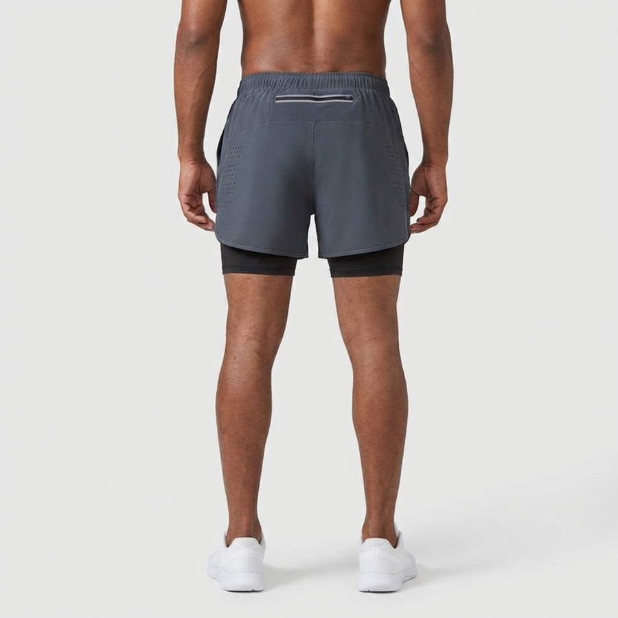 Men’s 2-in-1 Training Shorts with Inner Liner – Dark Grey